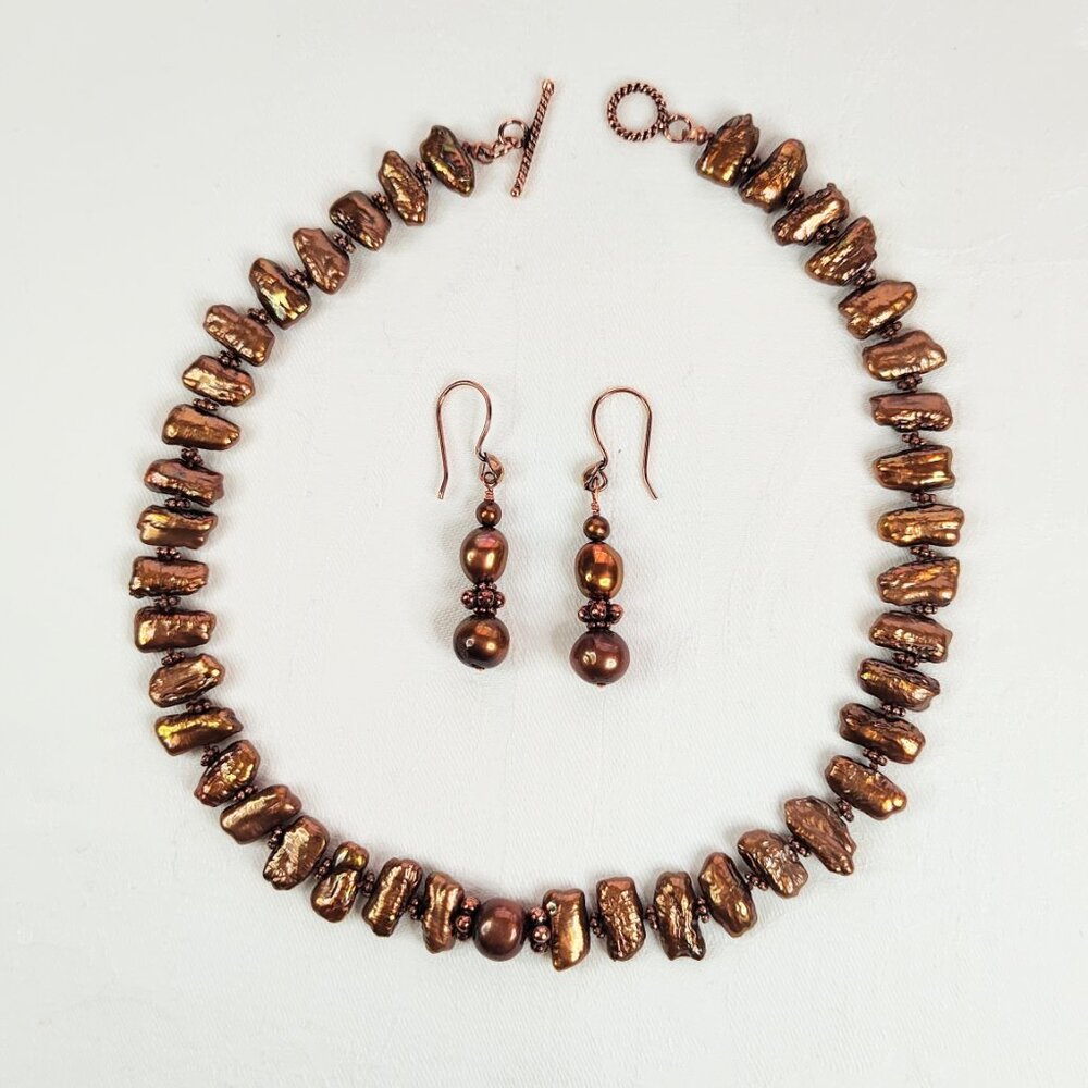 Stick Pearl Necklace & Earring Set - NEW